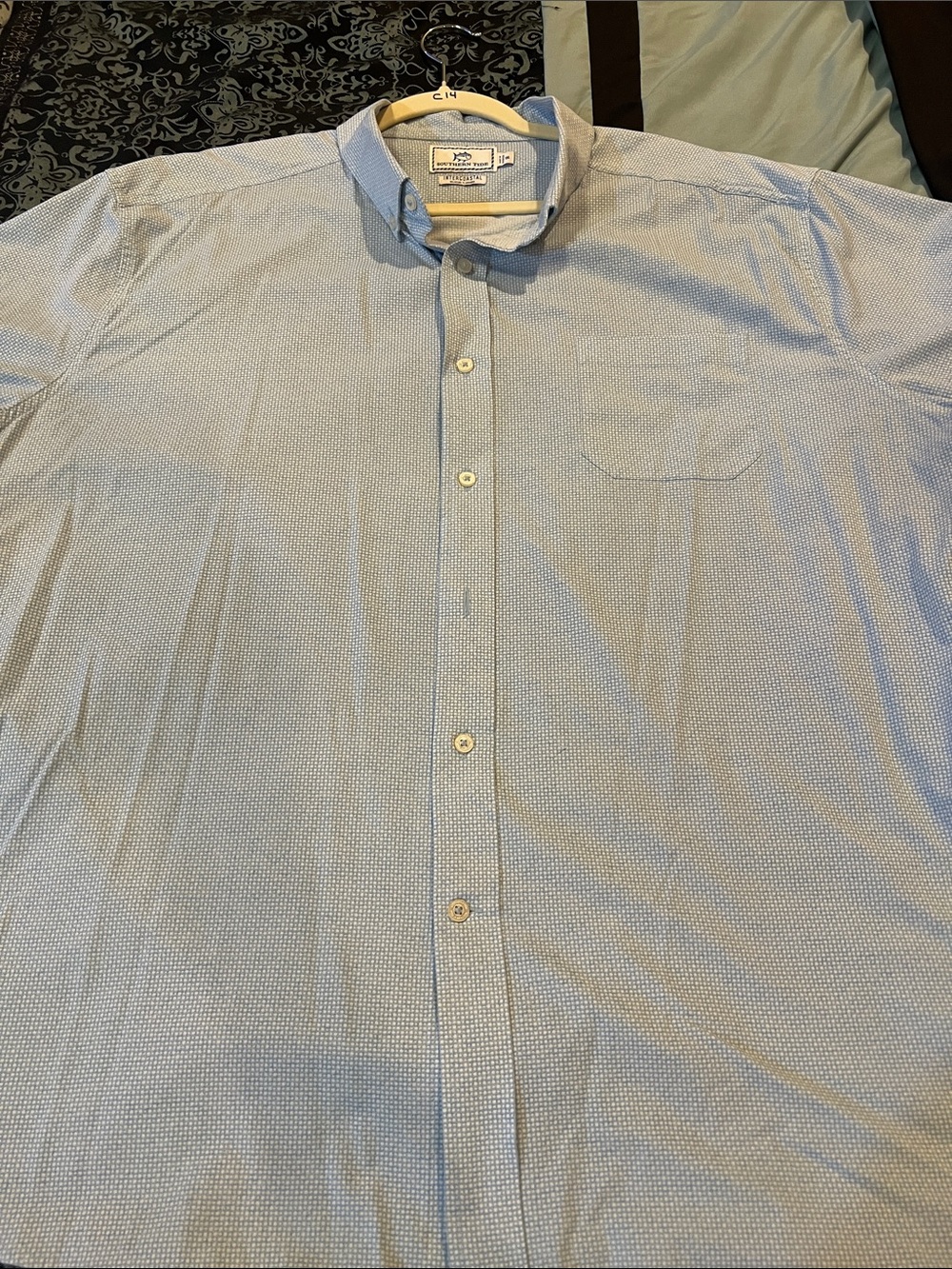 Southern Tide Light Blue Micro-Print Button-Down Shirt